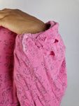 Vintage Unique Sweater 80s Reversible "Cats" Weiter Rundhalsausschnitt Pink M-L