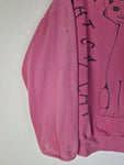 Vintage Unique Sweater 80s Reversible "Cats" Weiter Rundhalsausschnitt Pink M-L