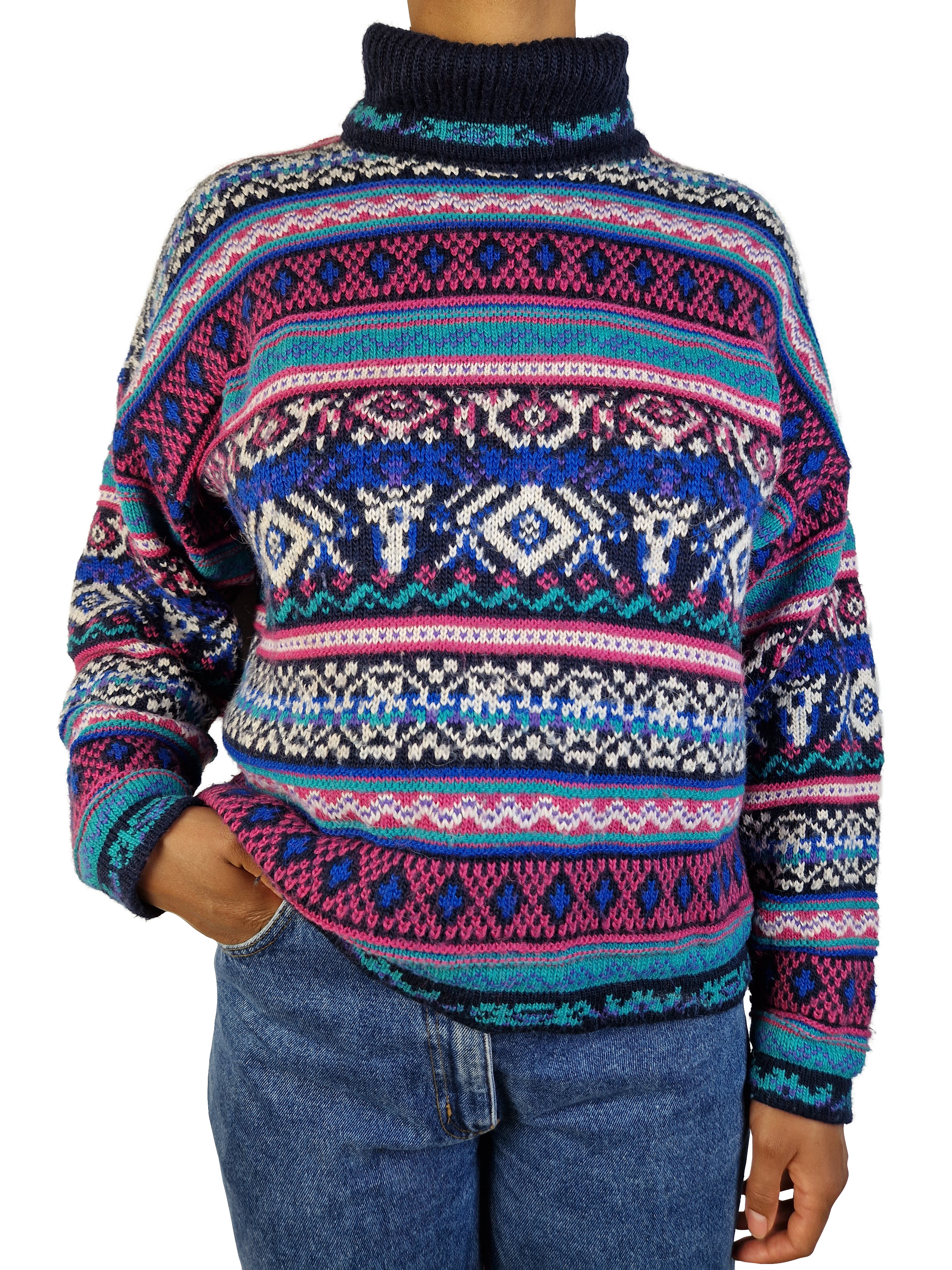Vintage Marimi Rollkragen Knitwear Made In Italy Mit Wolle Bunt L