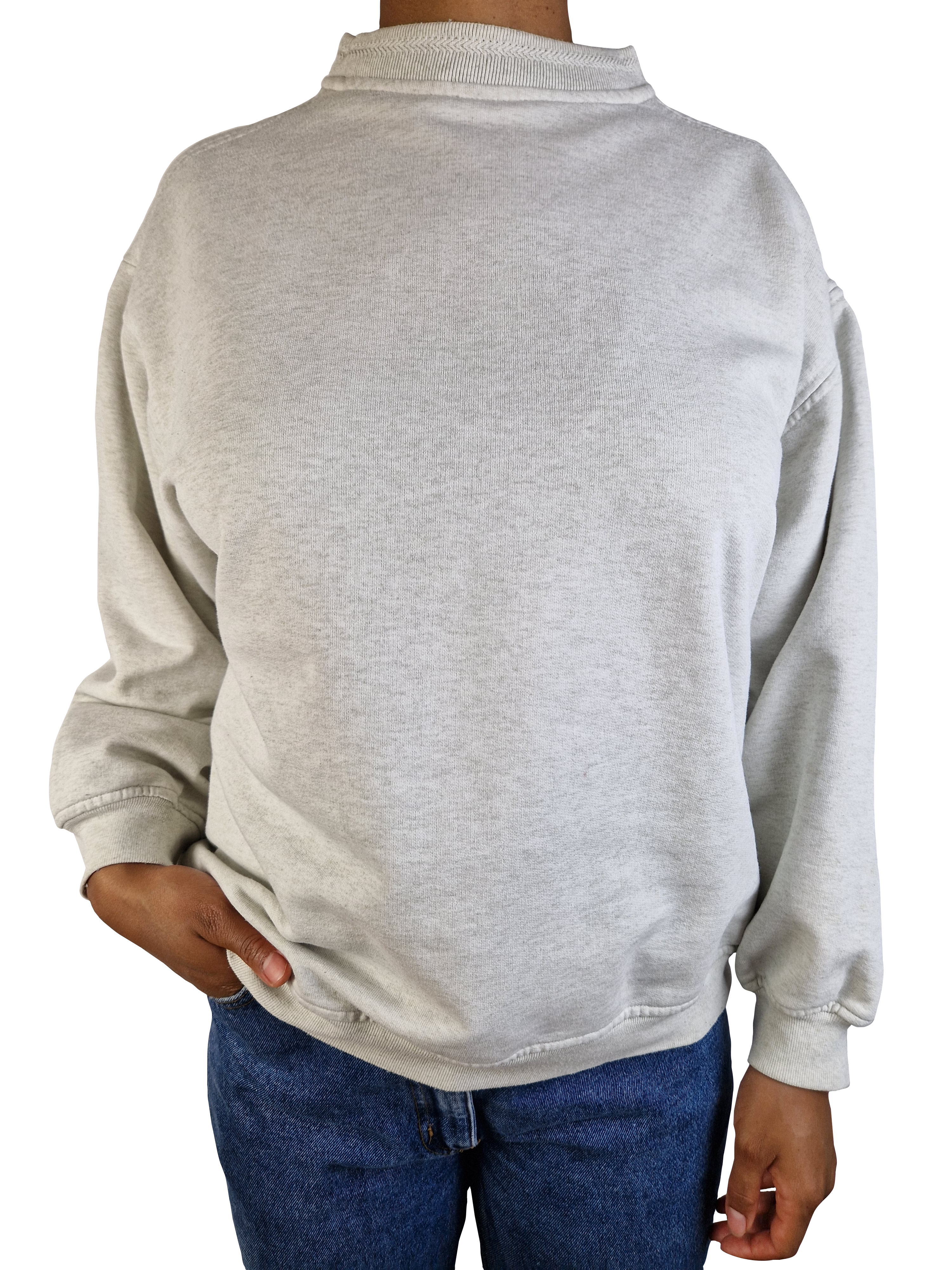 Vintage Abrams Sweater Stehkragen Basic Grau M