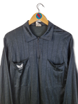 Vintage Erima Trikot 80s Schiedsrichter Langarm Polokragen Schwarz L