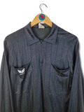 Vintage Erima Trikot 80s Schiedsrichter Langarm Polokragen Schwarz L