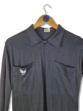 Vintage Erima Trikot 80s Schiedsrichter Langarm Made In Western Germany Schwarz M