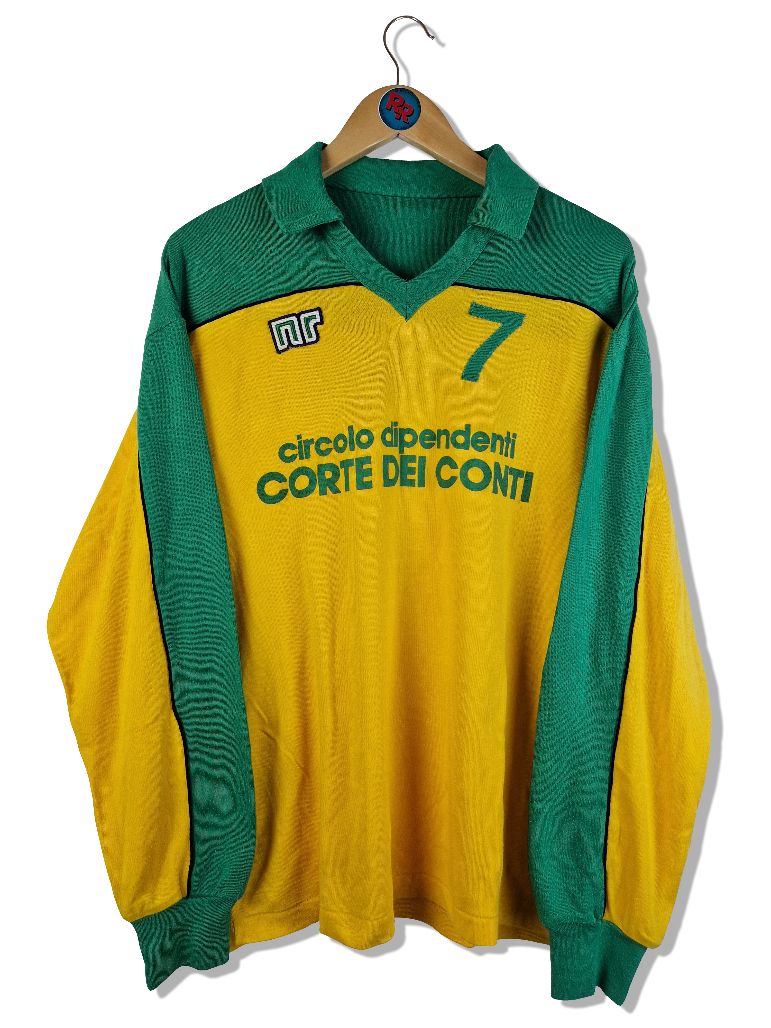Vintage Ennerre Trikot Nr #15 (!) 60s/70s Langarm Made In Italy Grün Gelb (52) L - RareRags