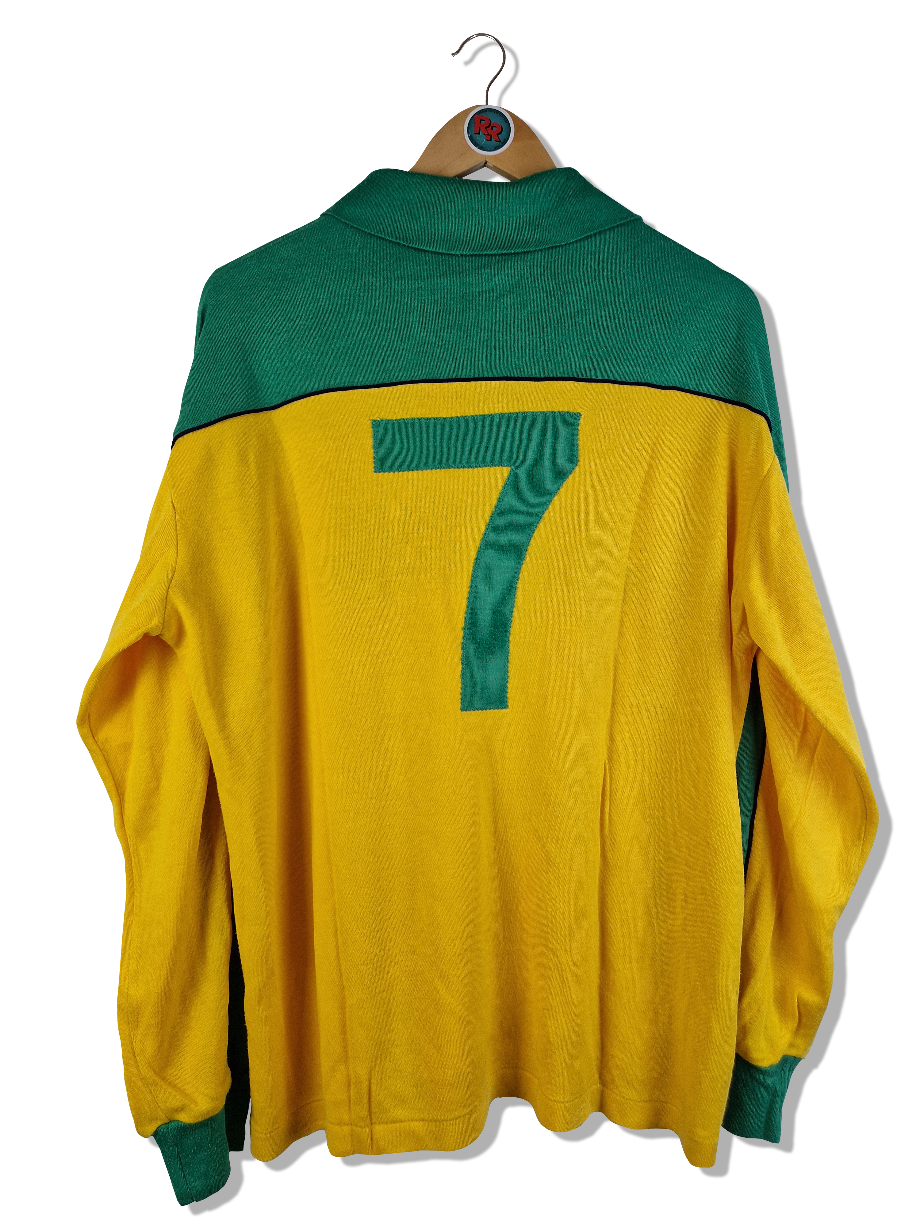 Vintage Ennerre Trikot Nr #15 (!) 60s/70s Langarm Made In Italy Grün Gelb (52) L - RareRags