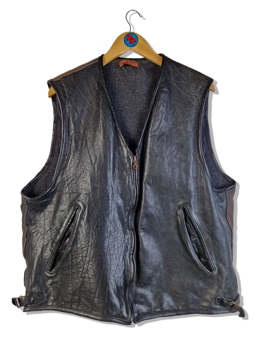Vintage Lederweste 80s Rocker Plain Schwarz S-M