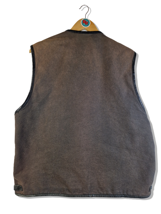 Vintage Lederweste 80s Rocker Plain Schwarz S-M