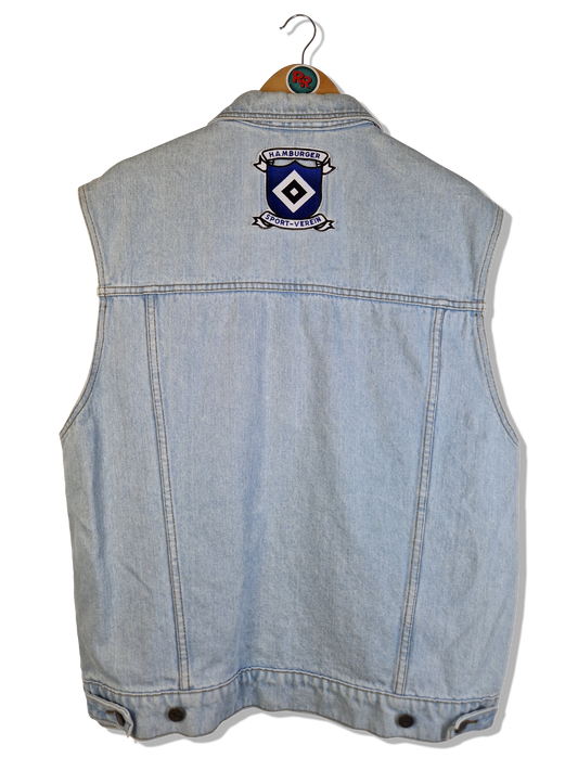 Vintage Replay Jeansweste Mit Patches HSV Fanclub Nordharz x BVB Hellblau XL