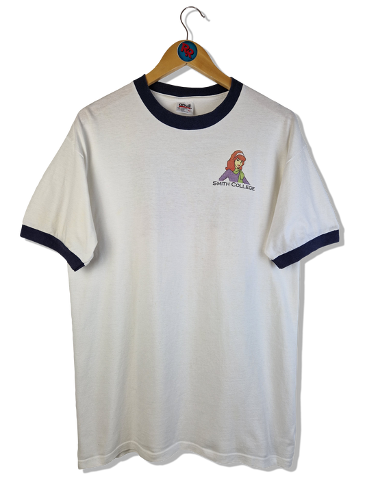 Vintage Anvil Ringer Shirt Scooby-Doo Cartoon Network Smith College Made In USA Weiß L