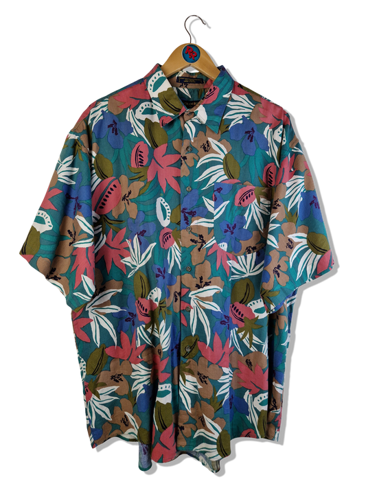 Vintage Colours By Alexander Julian Hemd Kurzarm Floral Pattern Made In Hong Kong Bunt XL