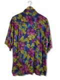 Vintage Hatico Hemd Kurzarm Floral Pattern Bunt M-L