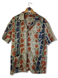 Galliano Hemd Kurzarm Schlangen Print Open Collar Bunt 36/50 S-M