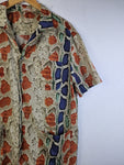 Galliano Hemd Kurzarm Schlangen Print Open Collar Bunt 36/50 S-M