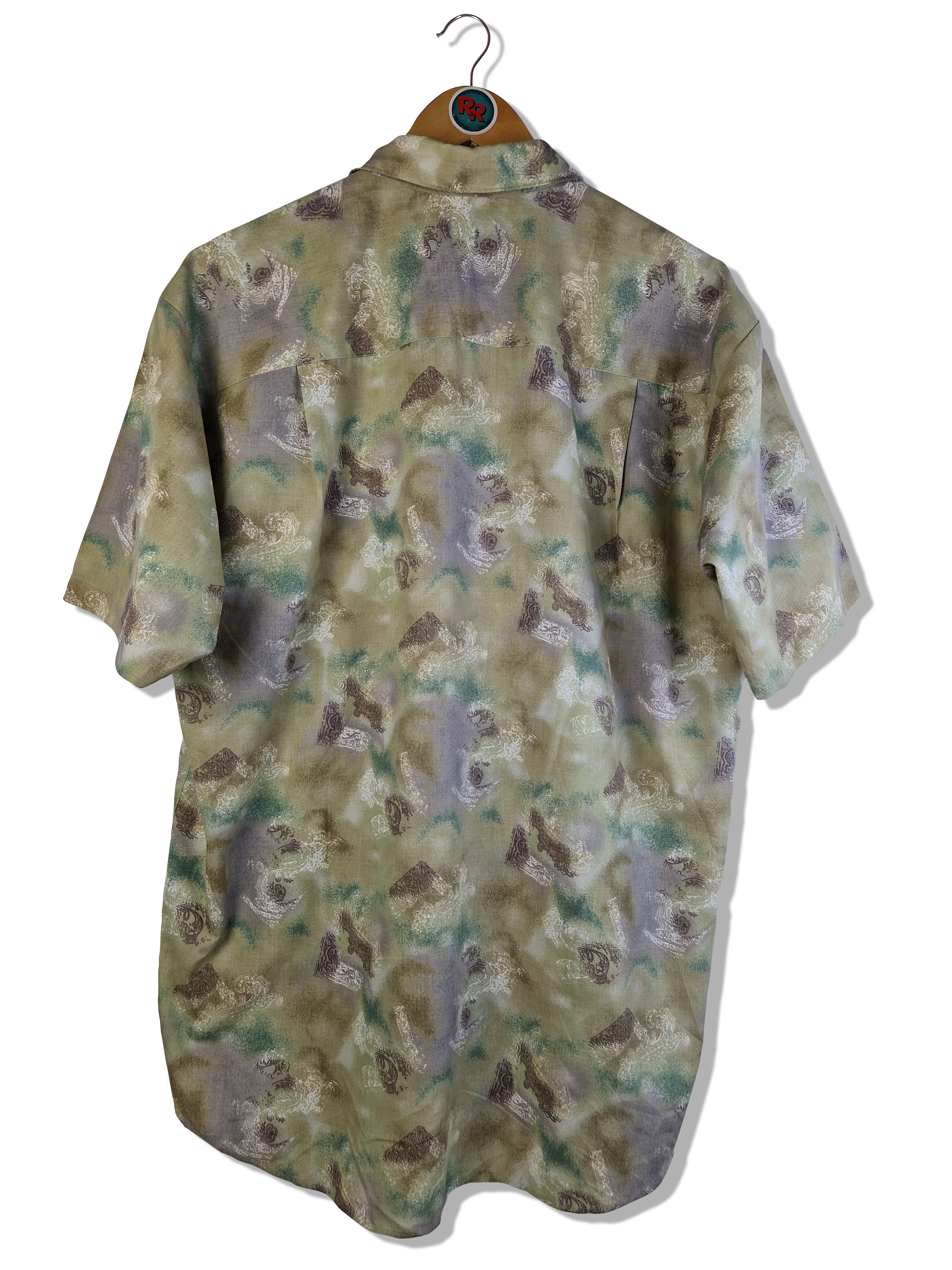 Vintage Jony Borey Hemd Kurzarm Designer Abstract Pattern Bunt L-XL