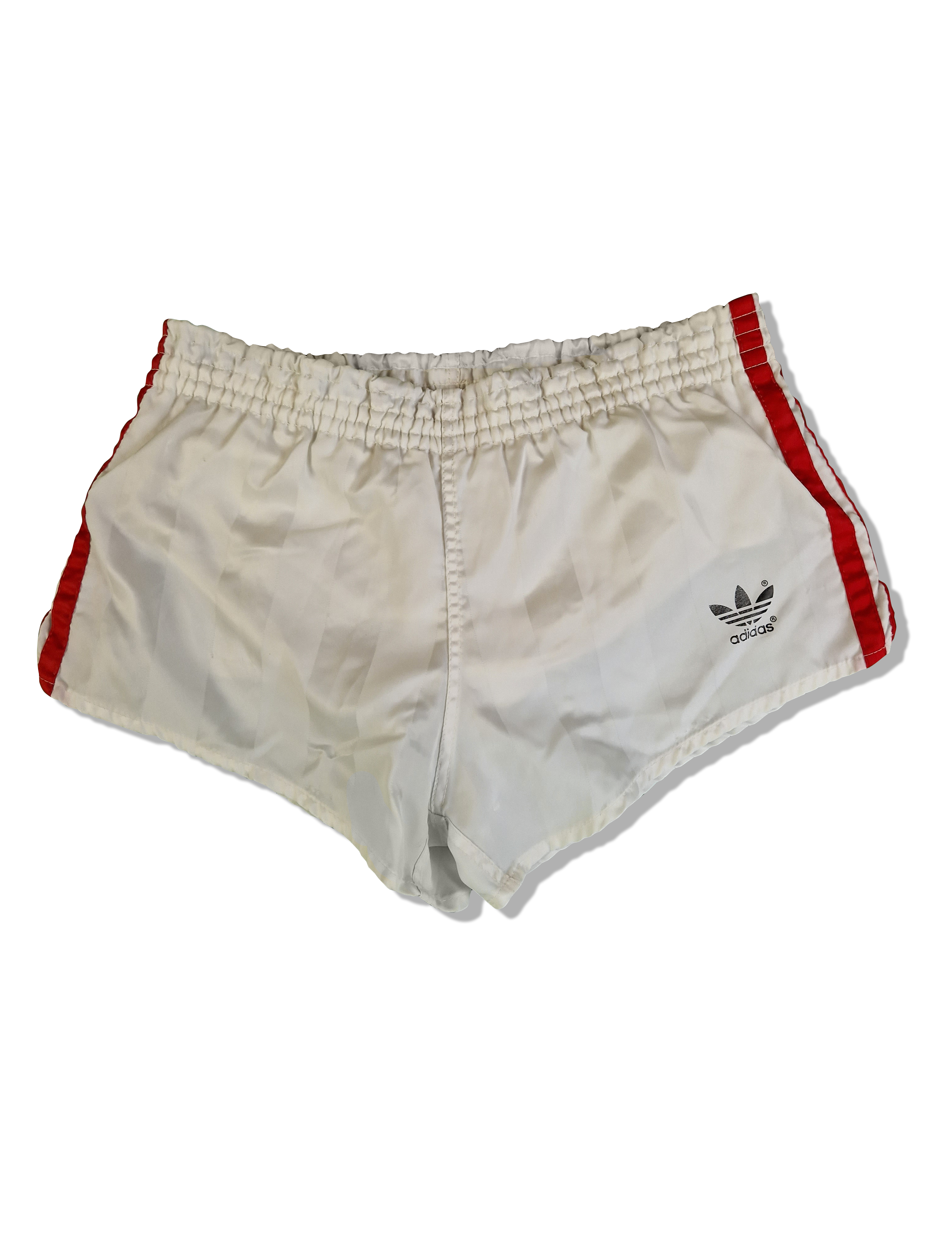 Vintage Adidas Shorts 80s Glanz Sprinter Weiß Rot D3 XS-S - RareRags