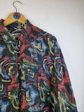 Vintage Signe Incognito Hemd Seide Muster Bunt L