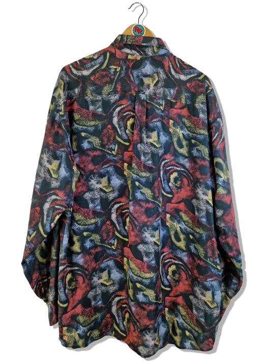 Vintage Signe Incognito Hemd Seide Muster Bunt L