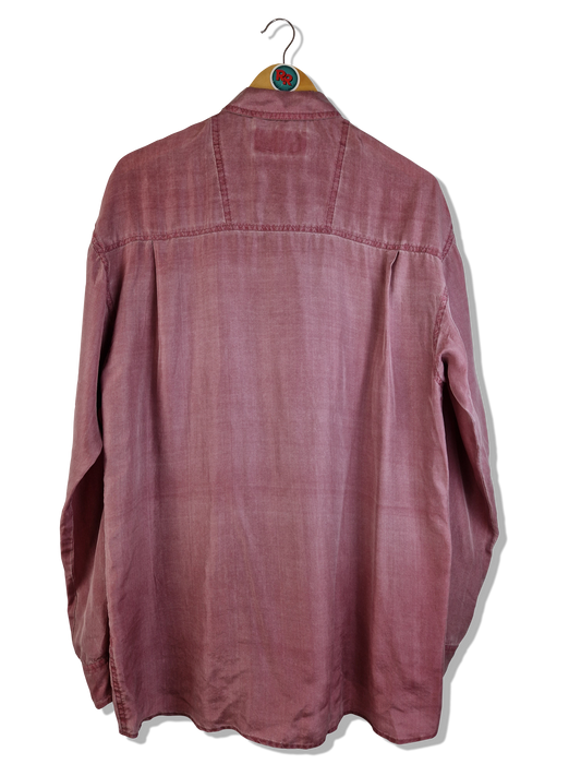Vintage Lerros Hemd Seide Monochrom Rot L