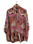 Vintage Crazy Pattern Hemd Made In France Rot Braun L-XL
