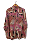 Vintage Crazy Pattern Hemd Made In France Rot Braun L-XL