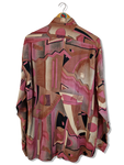 Vintage Crazy Pattern Hemd Made In France Rot Braun L-XL