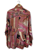 Vintage Crazy Pattern Hemd Made In France Rot Braun L-XL
