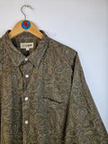 Vintage Grandioso Hemd Paisley Made In Japan Grün Braun L-XL