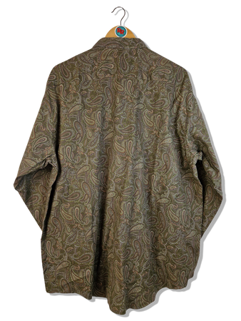 Vintage Grandioso Hemd Paisley Made In Japan Grün Braun L-XL