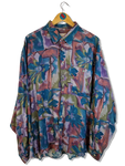 Vintage Arpino Hemd Crazy Pattern Rot Blau XXL