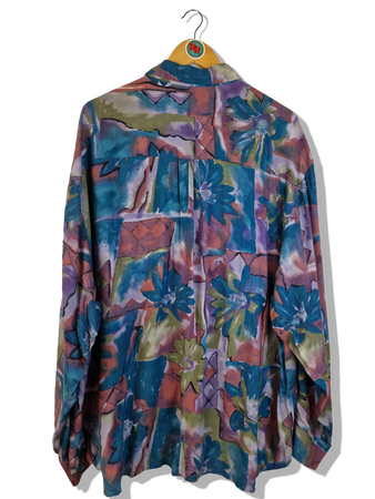 Vintage Arpino Hemd Crazy Pattern Rot Blau XXL