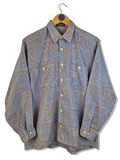 Vintage Nouvelle Eliteclub Hemd Abstract Pattern Hellblau Braun M-L