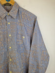 Vintage Nouvelle Eliteclub Hemd Abstract Pattern Hellblau Braun M-L