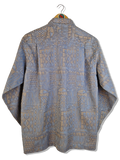 Vintage Nouvelle Eliteclub Hemd Abstract Pattern Hellblau Braun M-L