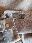 Vintage Nouvelle Eliteclub Hemd Abstract Pattern Hellblau Braun M-L