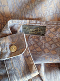 Vintage Nouvelle Eliteclub Hemd Abstract Pattern Hellblau Braun M-L