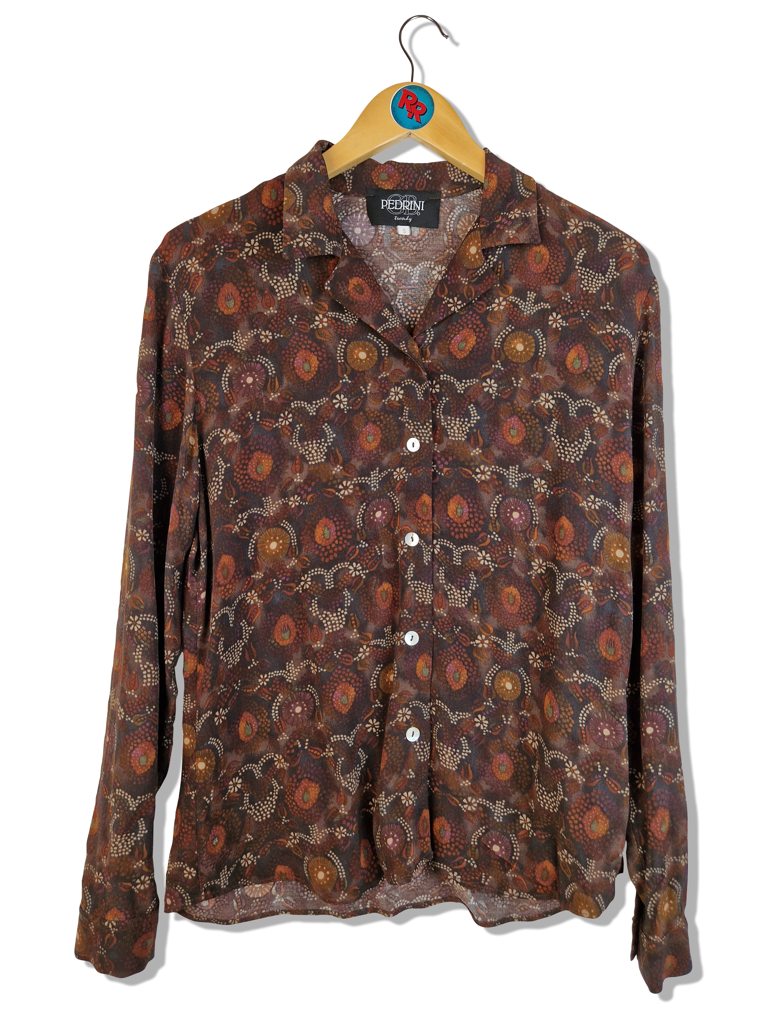 Vintage Pedrini Bluse Viscose Rot Braun S