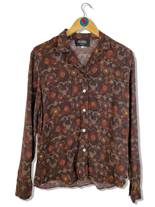 Vintage Pedrini Bluse Viscose Rot Braun S