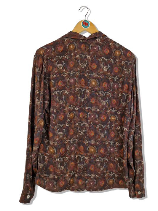 Vintage Pedrini Bluse Viscose Rot Braun S