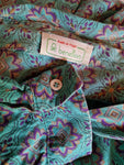 Vintage Benetton Hemd Made In Italy Abstract Pattern Türkis Lila M-L