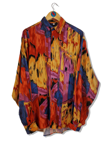 Vintage Club D'Amingo Hemd Crazy Pattern Rot Blau M