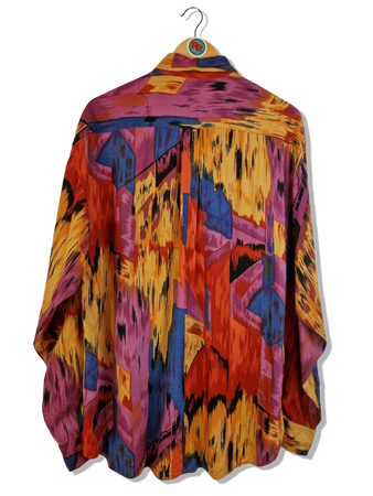 Vintage Club D'Amingo Hemd Crazy Pattern Rot Blau M