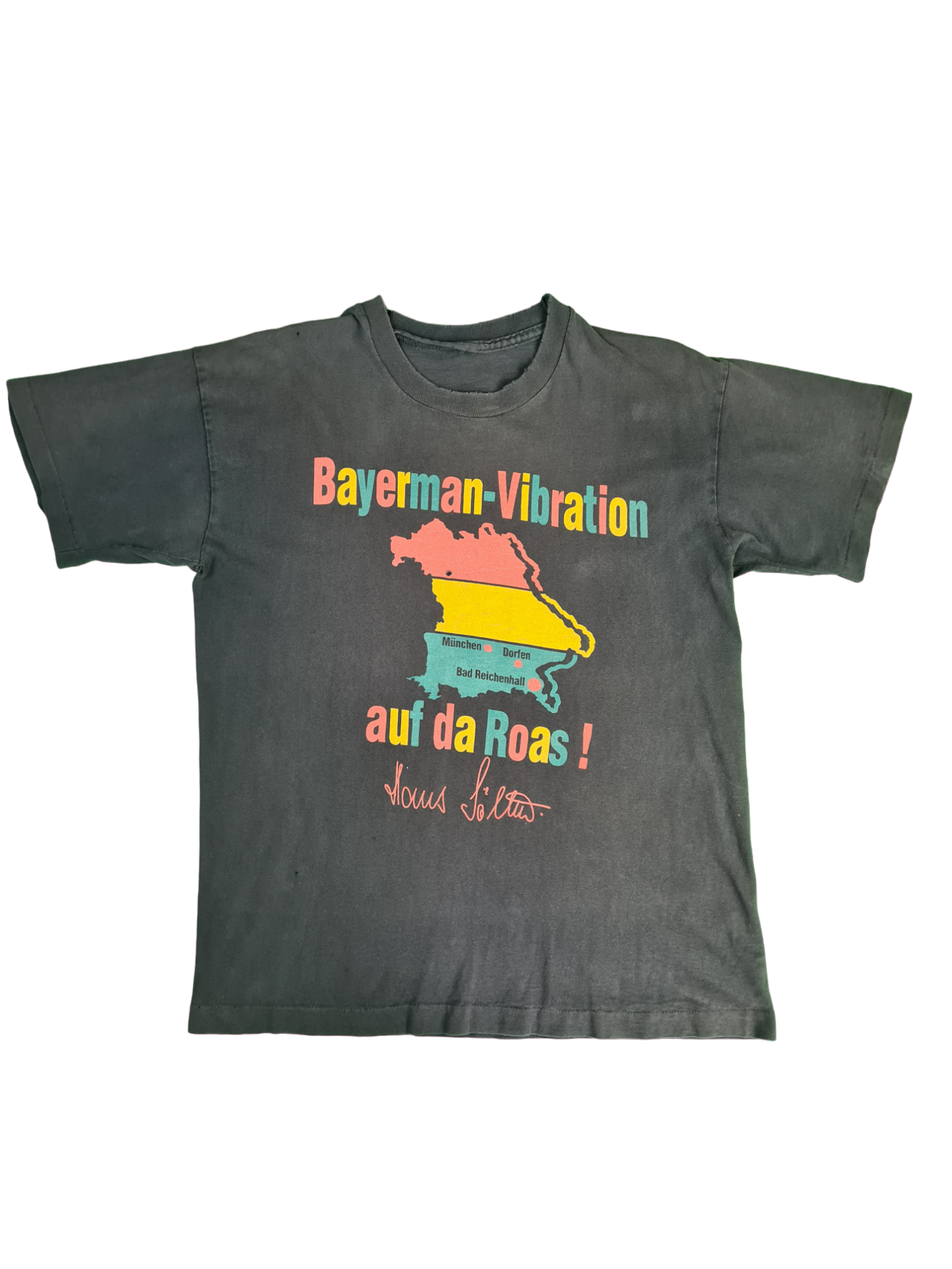 Rare! Vintage Shirt Bayerman-Vibration Reggae Used Look Faded Schwarz M-L - RareRags