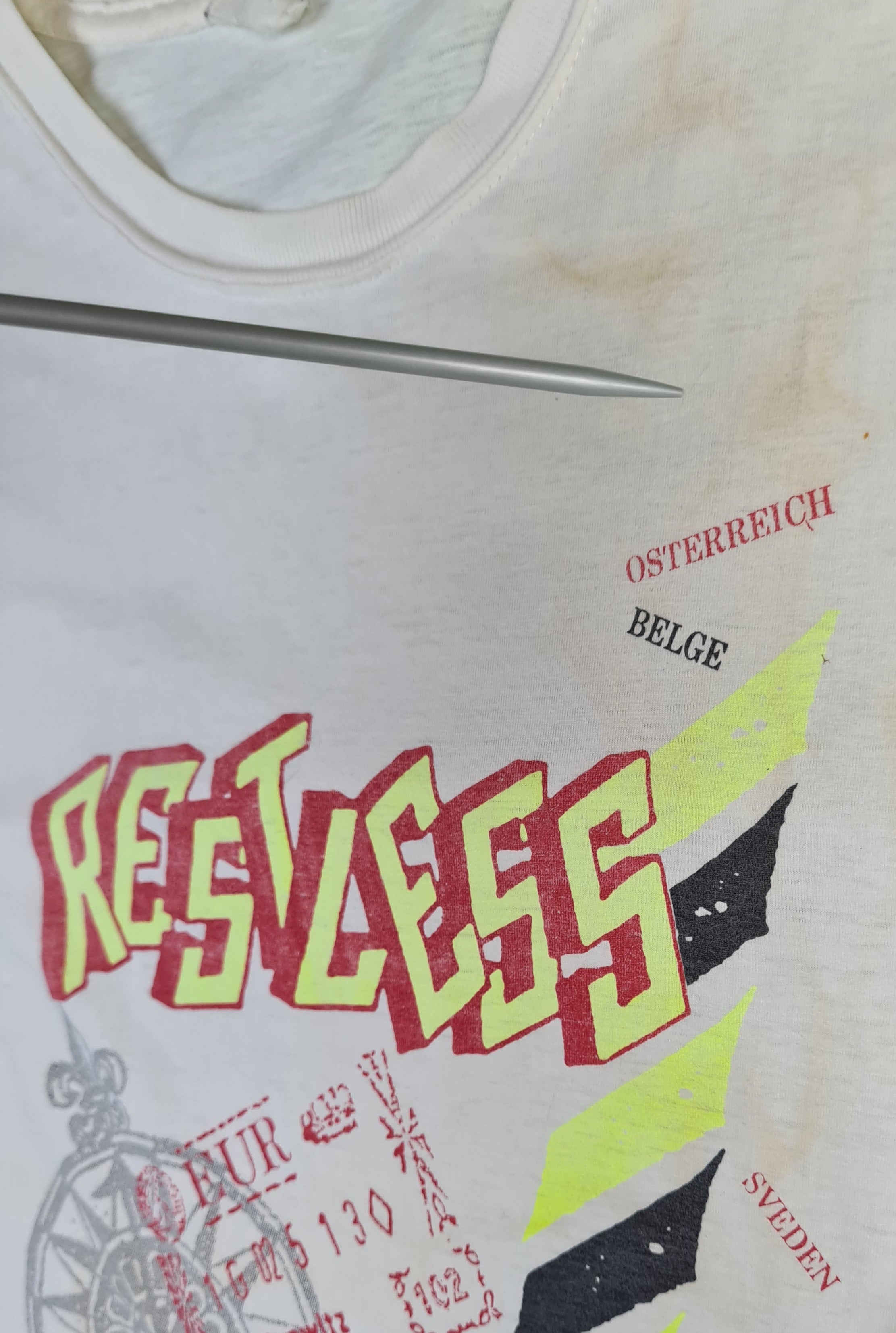 Vintage Shirt Restless "Movin' On" Tour 1990 Rock Single Stitch Weiß M-L