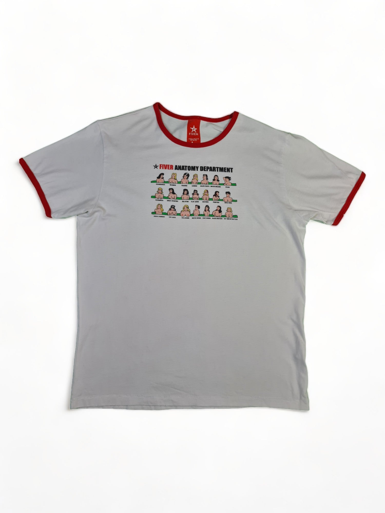 Fiver Ringer-Shirt "Anatomy Department" Weiß Rot M-L - RareRags