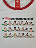 Fiver Ringer-Shirt "Anatomy Department" Weiß Rot M-L