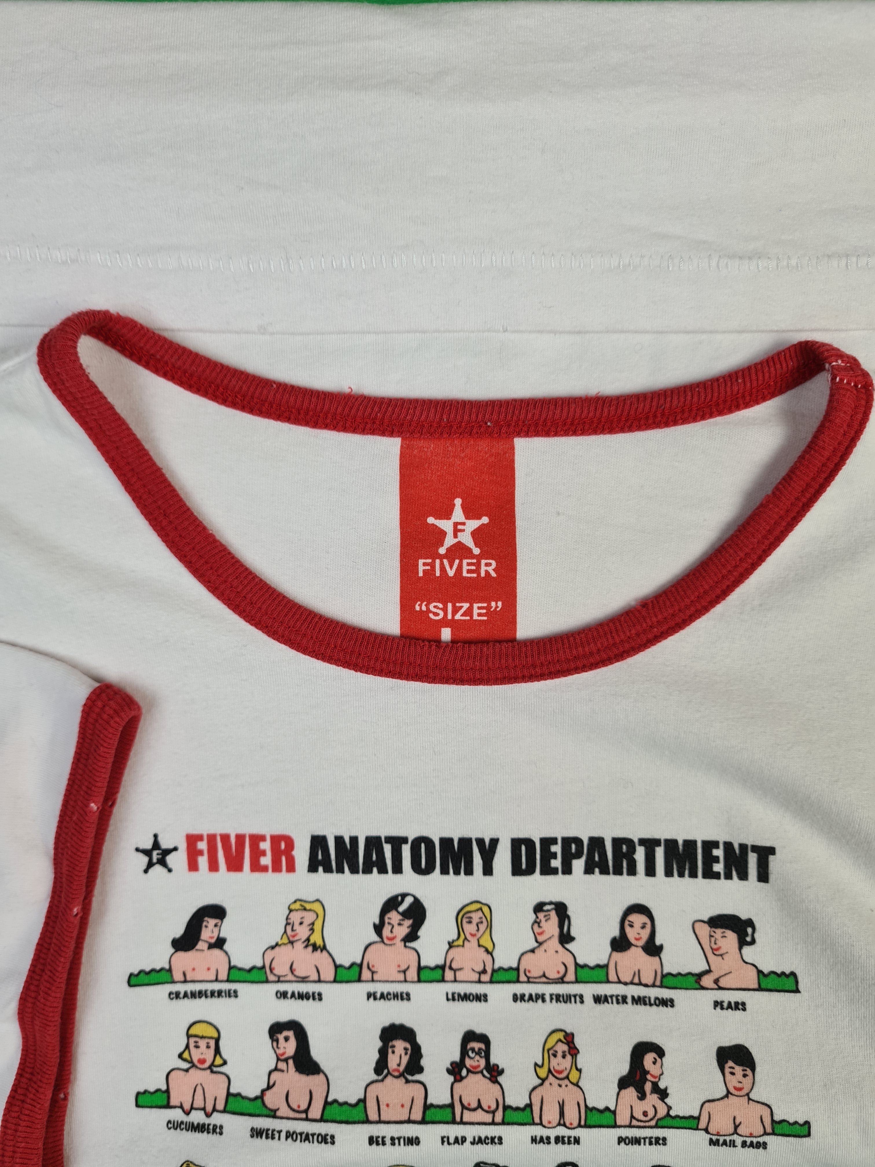 Fiver Ringer-Shirt "Anatomy Department" Weiß Rot M-L - RareRags