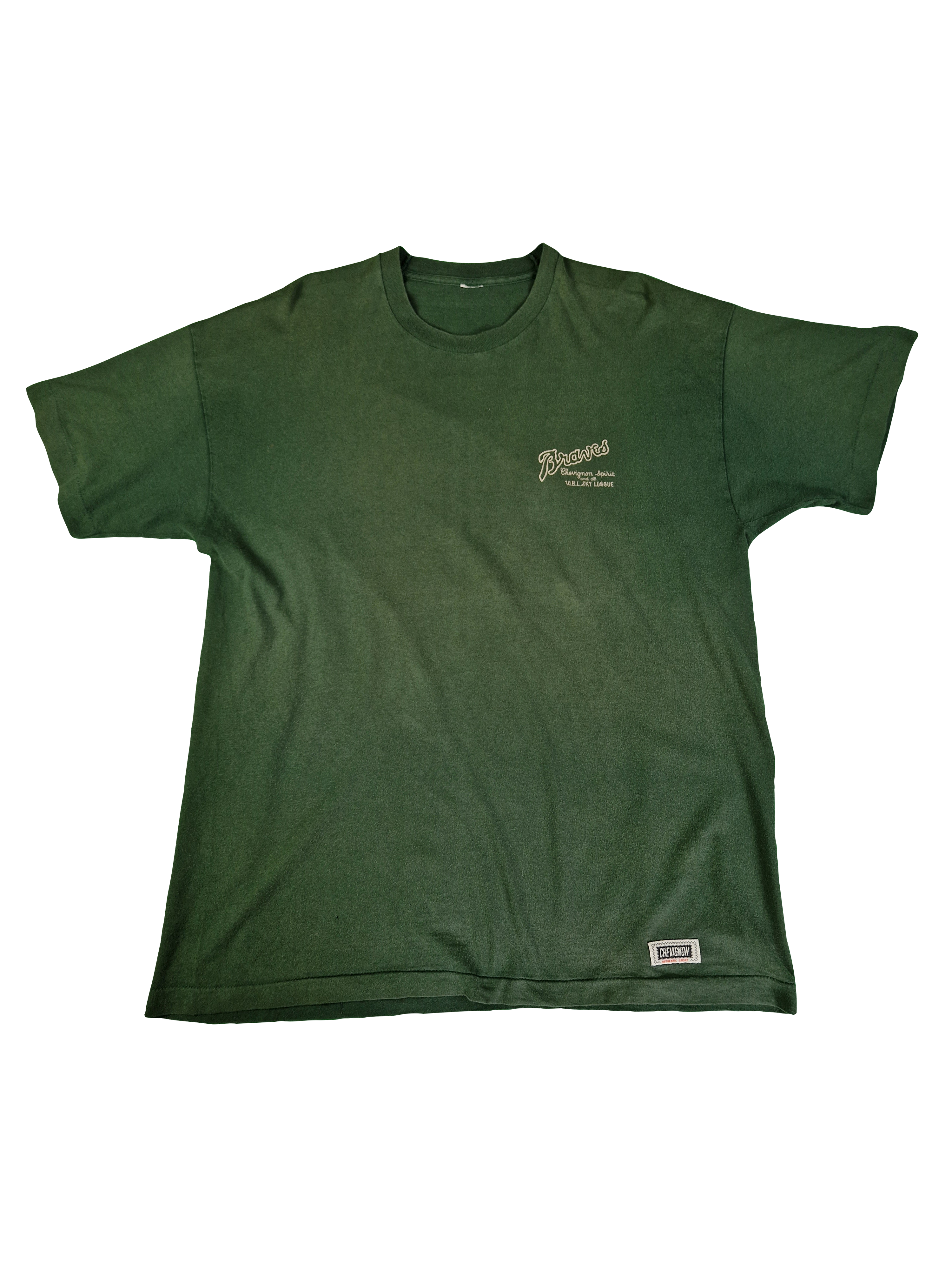 Vintage Chevignon Shirt "Braves" Single Stitched Faded Grün L-XL - RareRags