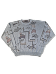 Vintage Bueckle Strickpulli "MännerMaschenMode" Abstract Pattern Grau (54) L-XL