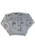 Vintage Bueckle Strickpulli "MännerMaschenMode" Abstract Pattern Grau (54) L-XL
