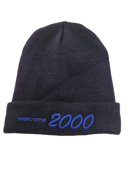 Vintage Mütze Welcome 2000 Jahrtausendwende Dunkelblau